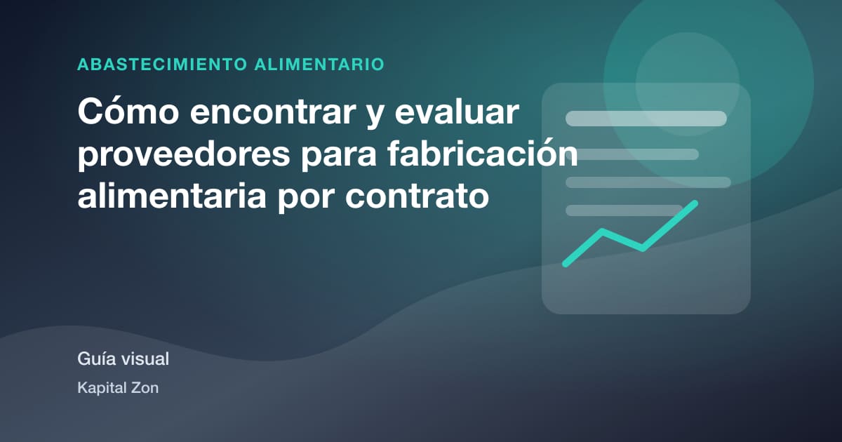 Resumen visual de Cómo encontrar y evaluar proveedores para fabricación alimentaria por contrato