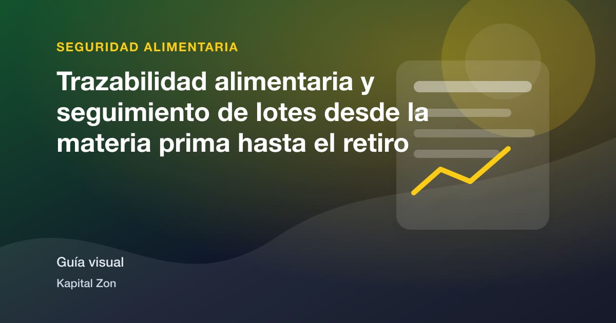 Resumen visual de Trazabilidad alimentaria y seguimiento de lotes desde la materia prima hasta el retiro