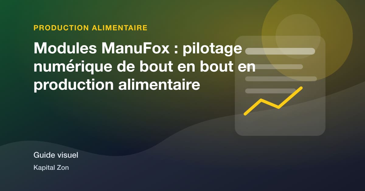 Résumé visuel de Modules ManuFox : pilotage numérique de bout en bout en production alimentaire