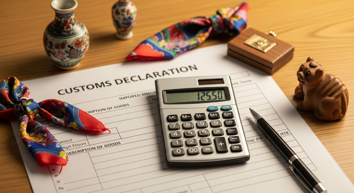 Gümrük beyannamesi, hesap makinesi ve ithal ürün numuneleri ile vergilendirme belgeleri