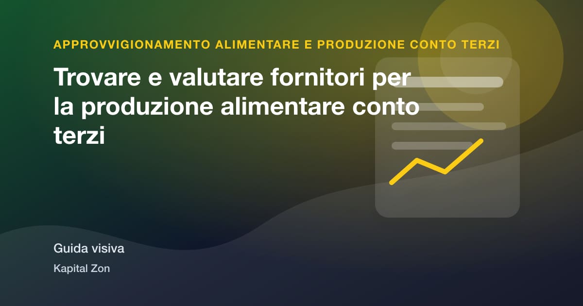Sintesi visiva di Trovare e valutare fornitori per la produzione alimentare conto terzi