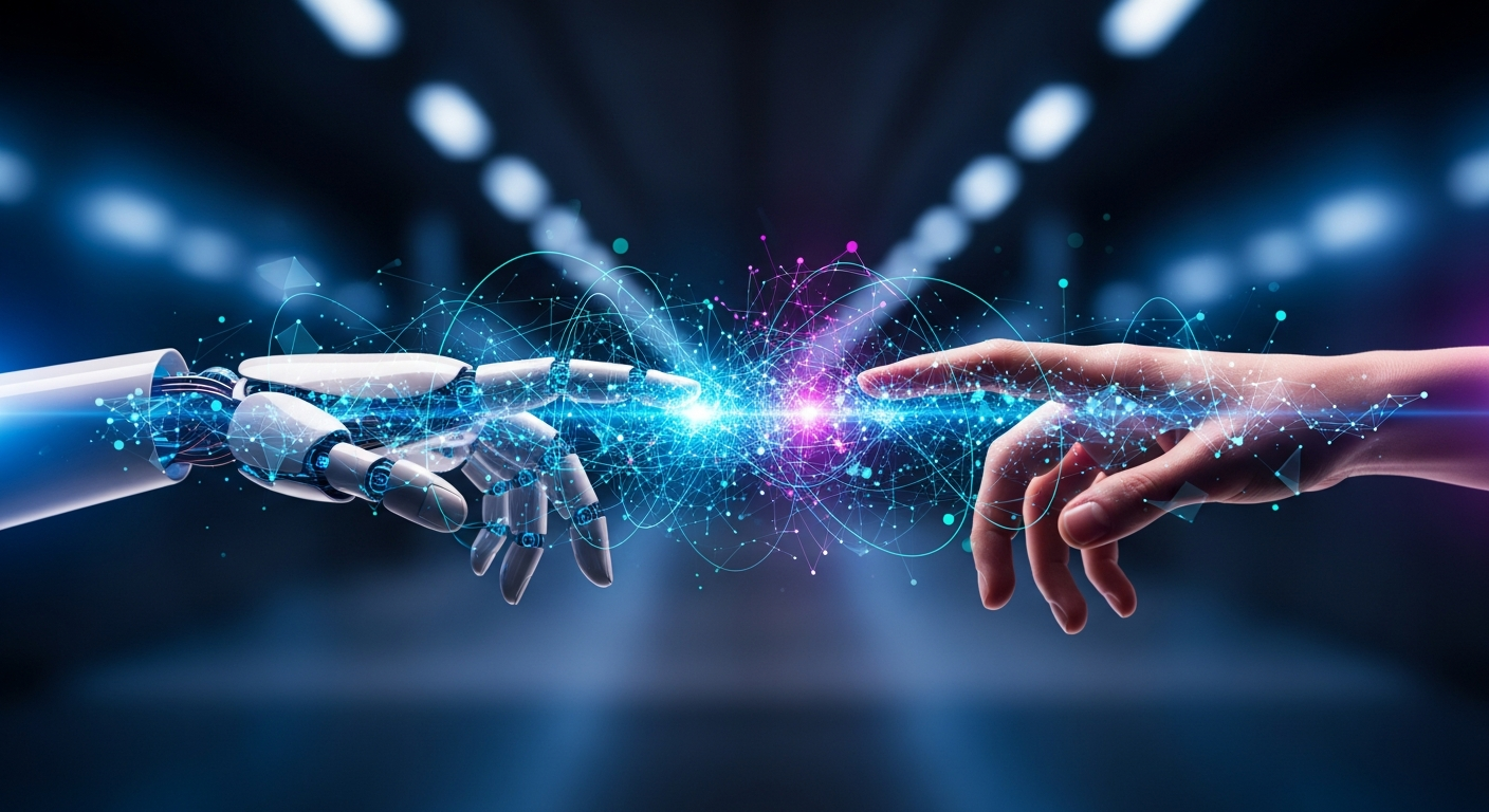 Robot eli ve insan eli arasında holografik veri akışı - yapay zeka ve insan etkileşimi